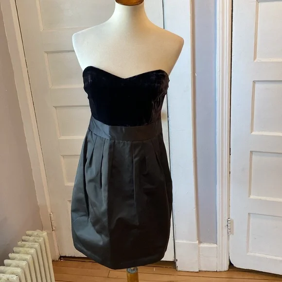 NWT Theory Chanesa Velvet & Silk Dark Brown Strapless Dress, Size 12 - Picture 12 of 17